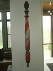 ORIGINAL ANTIQUE 1800'S ORNATE WOODEN BARBER POLE TRADE SIGN RED WHITE BLUE — photo 5