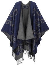 Women's Travel Plaid Shawl Wraps Open Front Poncho Cape Warm Oversized Sweate...