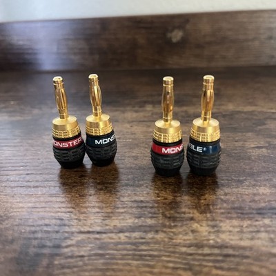 Monster Cable Quick Lock Speaker Wire Banana Plugs 2 Sets Of 2 Gold Plated