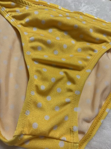 "Bikini Fresh Peaches amarillo brillante y blanco a lunares nuevo sin etiquetas talla mediana con 34"" B/C" - Imagen 3 de 19