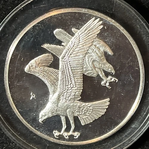 1970 Roberts Birds #5 Ospreys Franklin Mint Silver Round Uncirculated