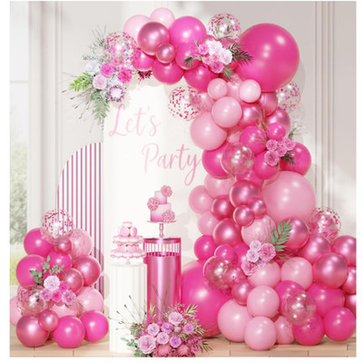 QIFU Pink Balloons 113 Stück 12 Zoll Konfetti 5 Zoll