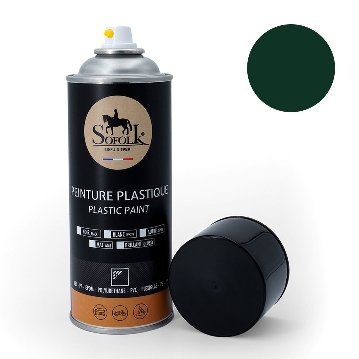 Peinture plastique haute résistance aérosol vert mat 21 spray extérieur interior