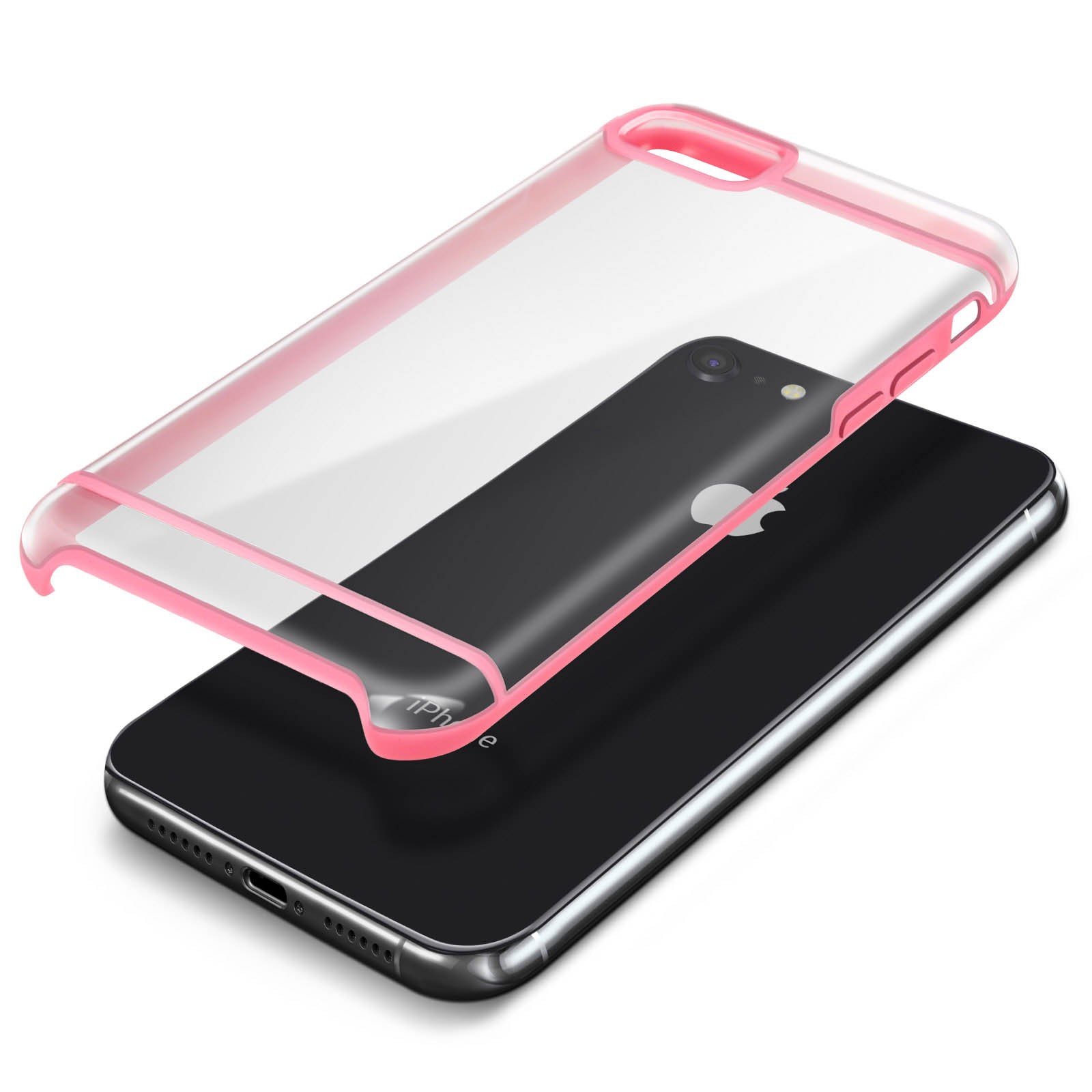 Coque rigide iPhone SE rose Akashi avec revêtement antidérapant antichoc