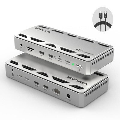 WAVLINK TB5 12-in-1 Docking Station Thunderbolt 5 2x 8K 120Gbps 140W PD Dock