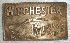 Vintage 1970s Winchester Repeating Arms Brass Plated Country Western Belt Buckle