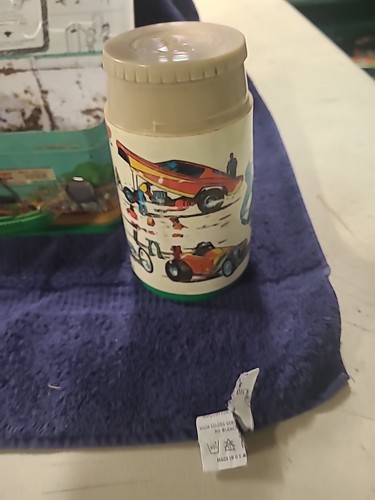 Vintage Aladdin 1975 Drag Strip Metal Lunch Box And Thermos No Lid - Picture 17 of 24