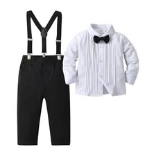 Baby Boys Pants Sets, Infant Long Sleeve Shirt Pants 18-24 Months White black
