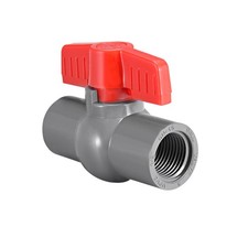 PVC Ball Valve Water Supply Pipe Threaded Ends 1/2" Inner Hole Diameter Red Gray