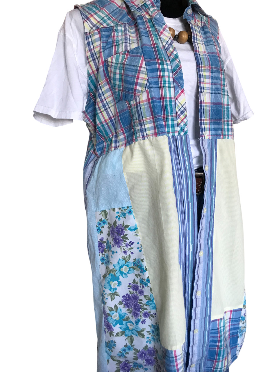 Boho Patchwork Duster: Handmade Button-Down Layer… - image 5