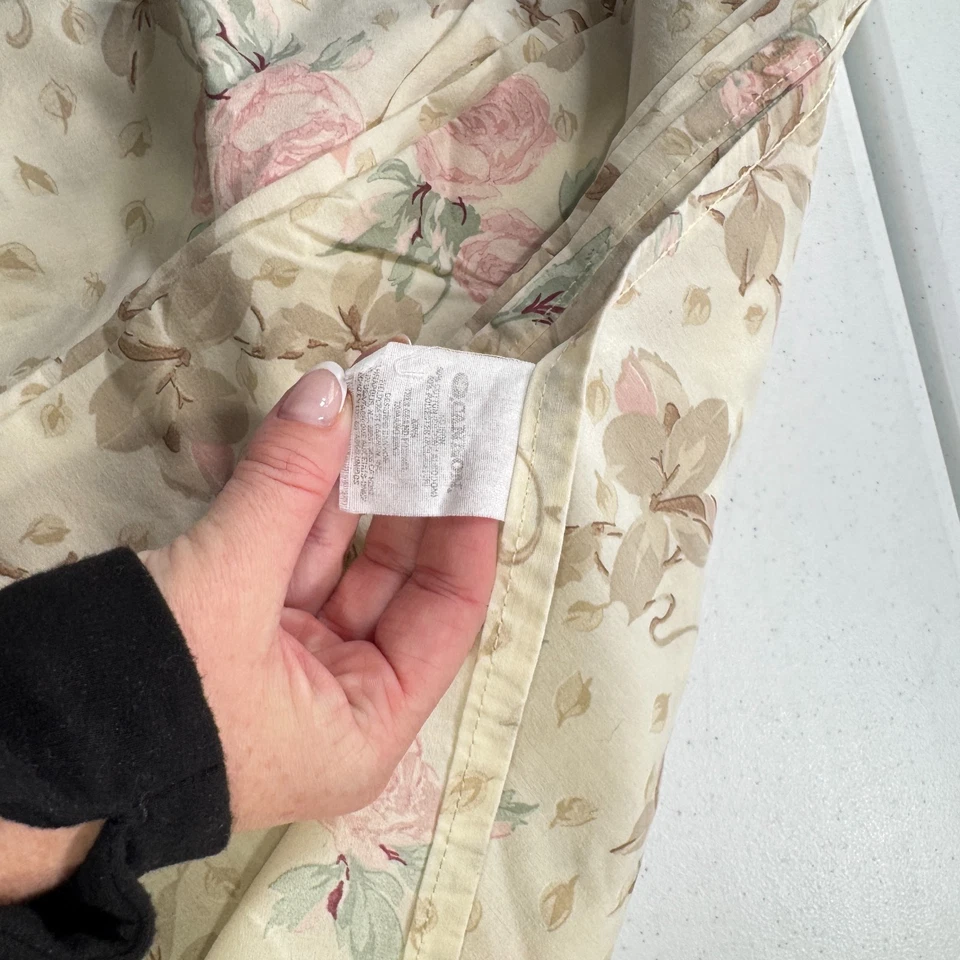 Sábana plana vintage cannon king beige rosa floral flores grandes estados unidos y2k años 90 80 Foto 3 de 4