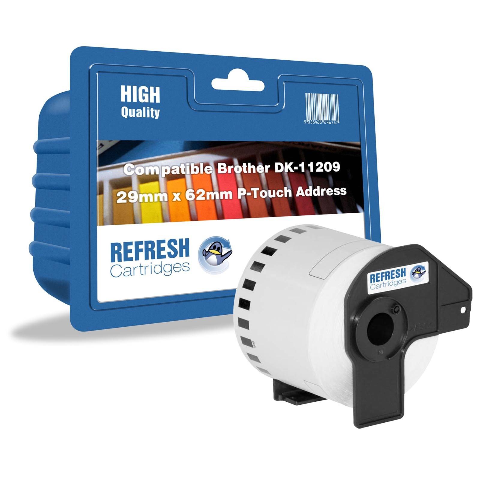 Refresh Cartridges DK-11209 29x62mm Small Address Label Roll For Brother