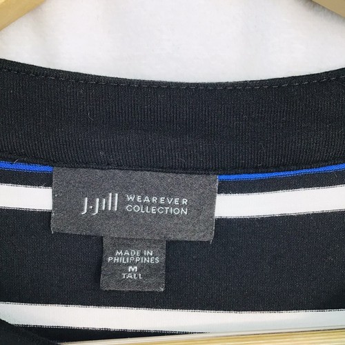 J.Jill Wearever Tunic Top Womens Medium Tall Blue Black Striped Sleeveless - Picture 11 of 13