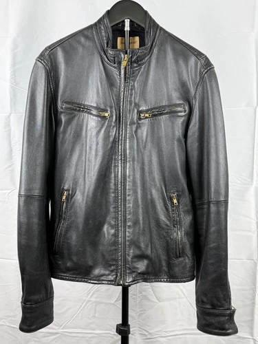 Levis Made and Crafted Black Sheepskin Leather Moto Jacket-Made in Italy Sml/Med - product listing photo
