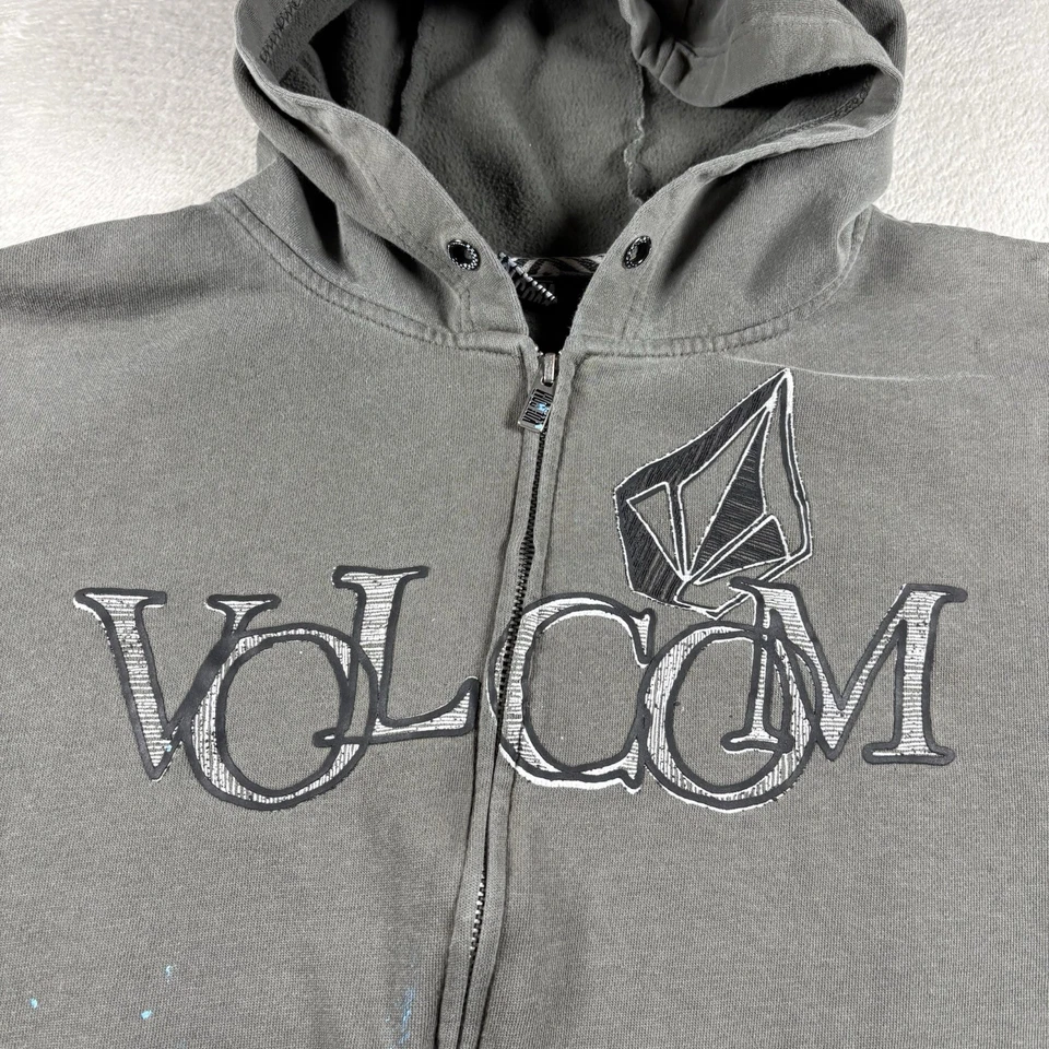 Vintage Volcom Skateboarding Men’s XL Gray Hoodie Thrash Distressed Y2K Skate - Image 3 of 4