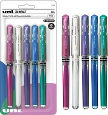 Uni-Ball Signo 207 Gel Impact Stick Gel Pen, 5 Assorted Metallic Pens, 1.0mm