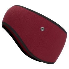 Ear Warmer Headband, Winter Stretchy Sweatband with Buttons, Burgundy