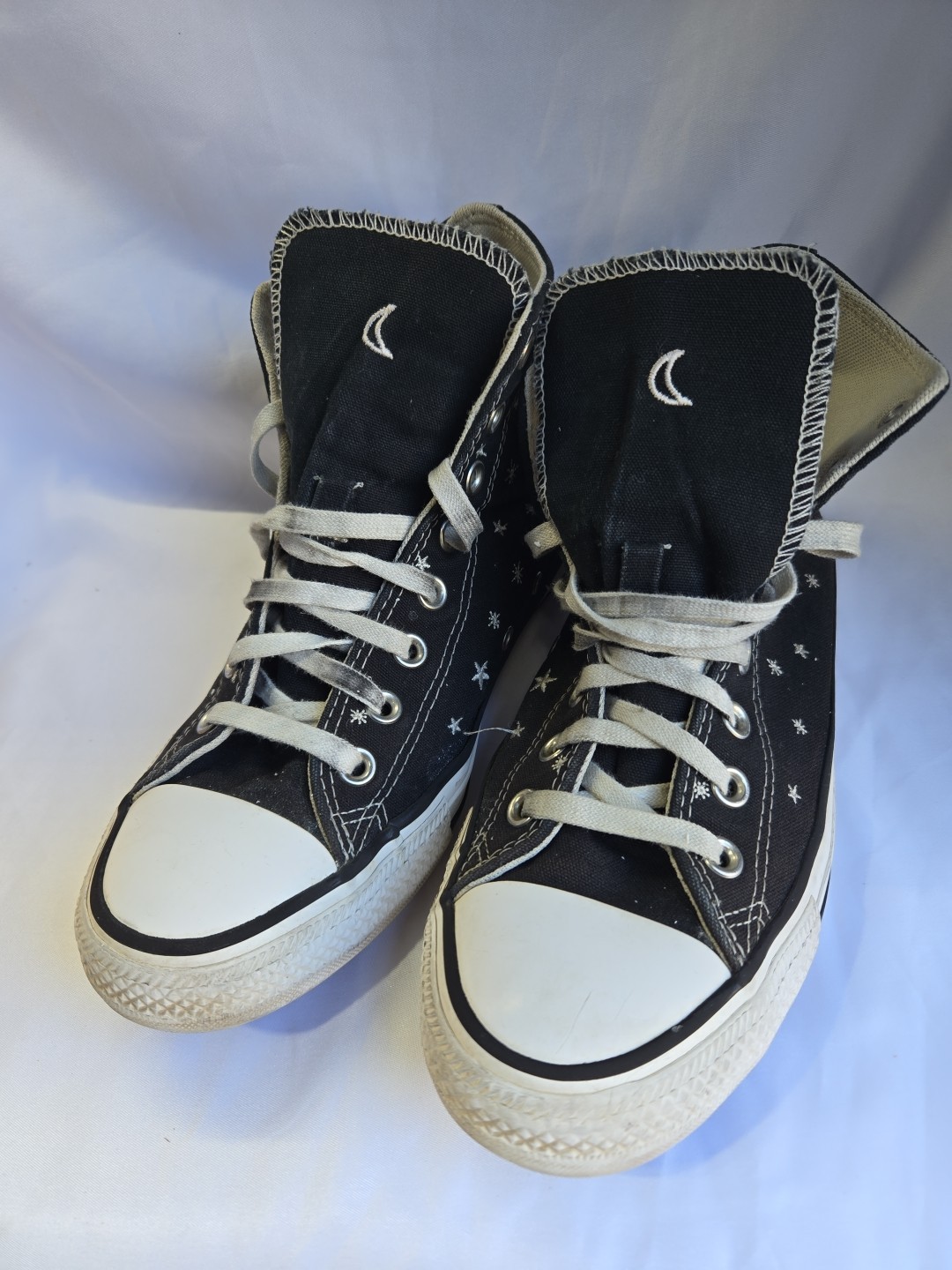 Converse All Star High Top Crystal Energy Moon Stars Embroidered Women's 9