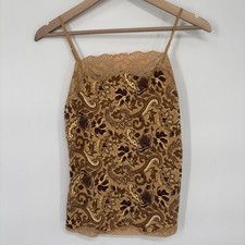 Y2K Casual Corner Brown Paisley Lace Trim Camisole Top Womens Medium Modal Blend