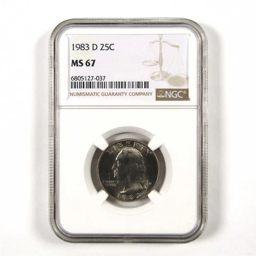 1983 D Washington Quarter MS 67 NGC Clad 25c Uncirculated SKU:I9575