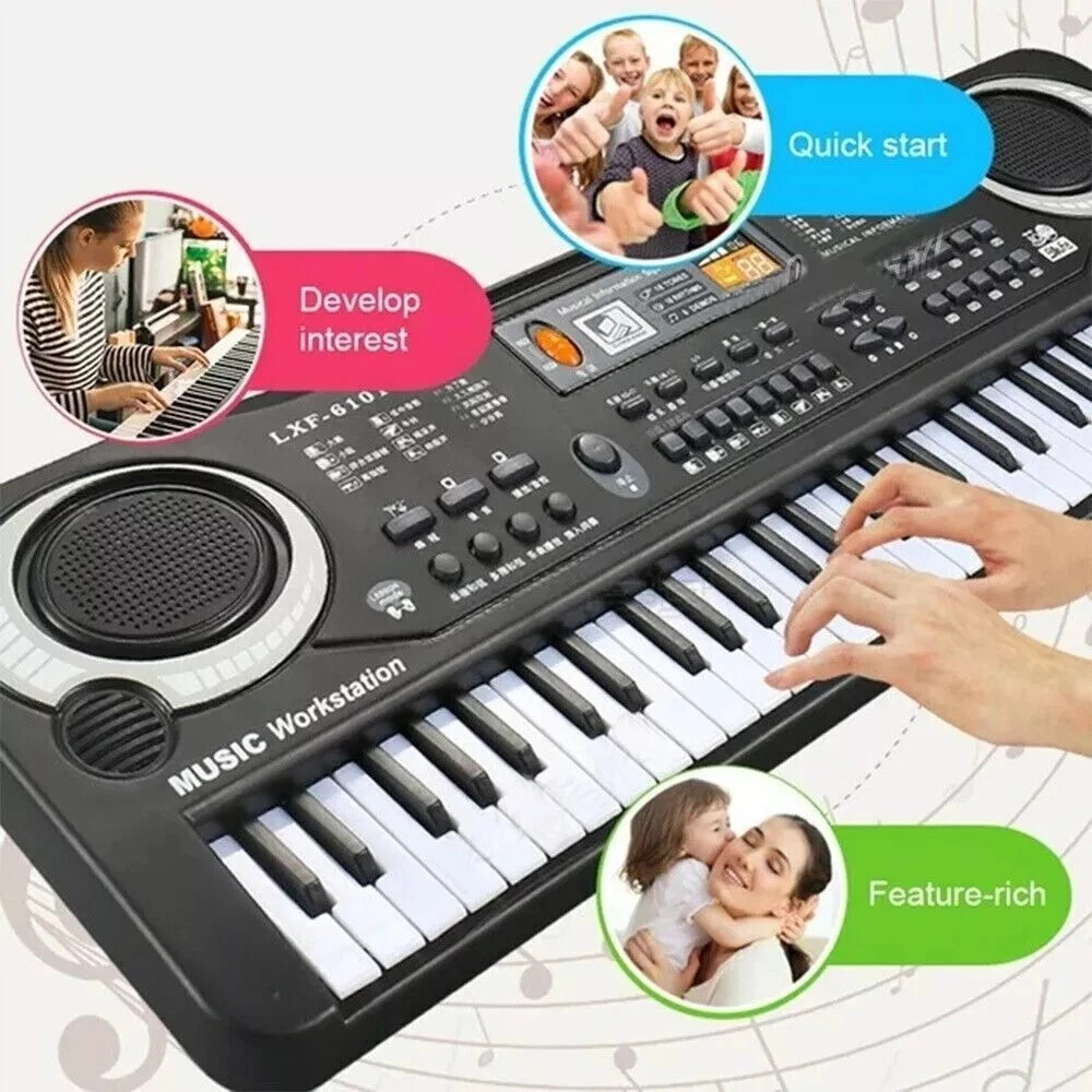 Pianoforte Elettrico 61 Tasti con Microfono per Bambini foto 2