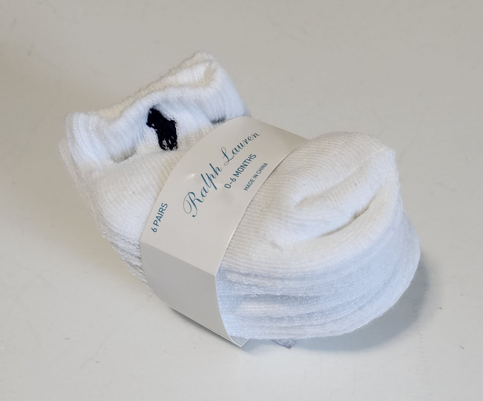 Ralph Lauren Baby Boys Quarter Length Low Cut Socks 6 Pk White Sz 0 - 6 mo - NWT