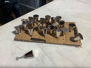 Set of 22 Polished Chrome Door/Drawer Pulls 7/8”Atomic Modern