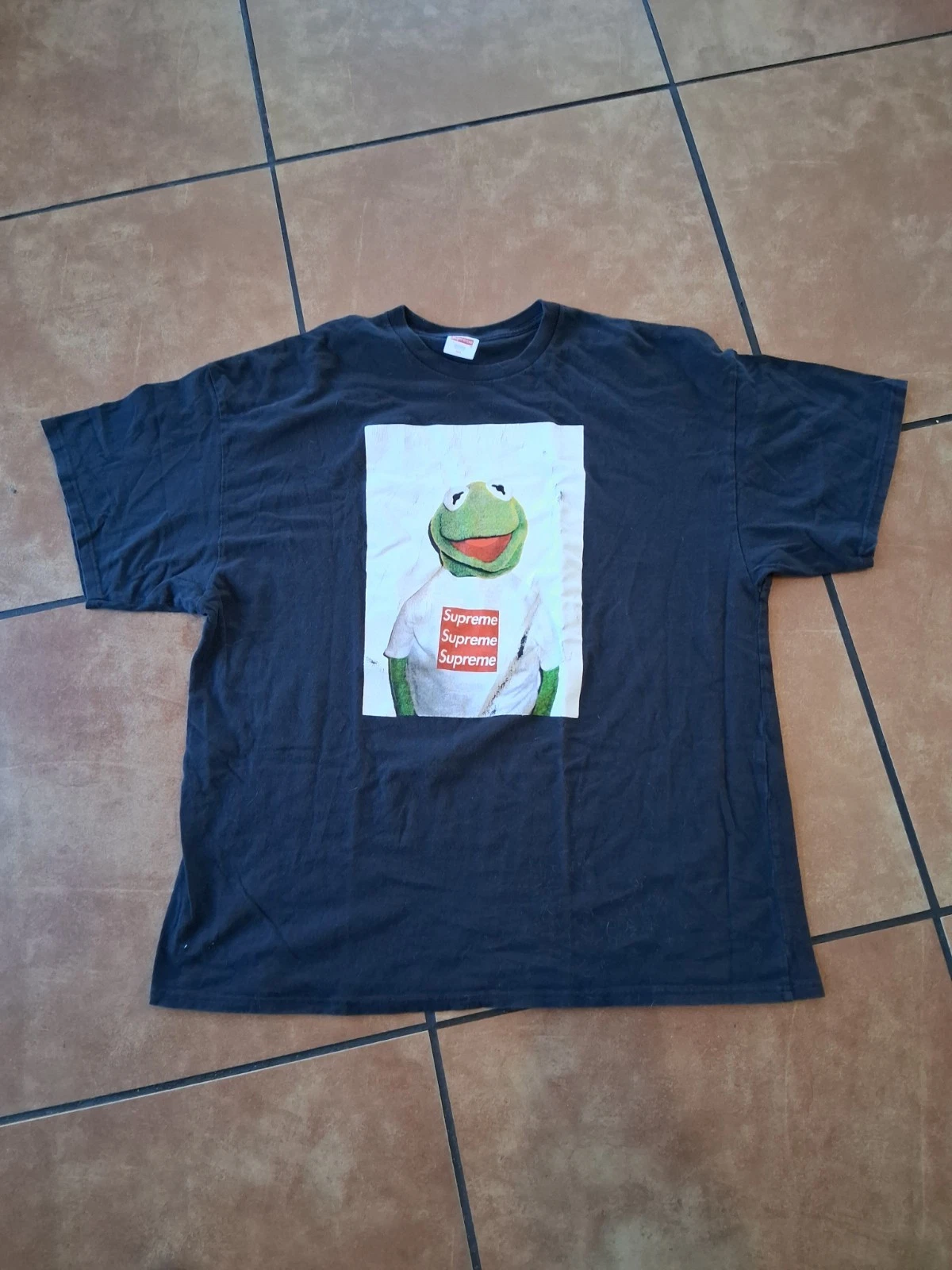 Supreme Kermit la grenouille photo tee box logo t shirt taille 2xl noir 