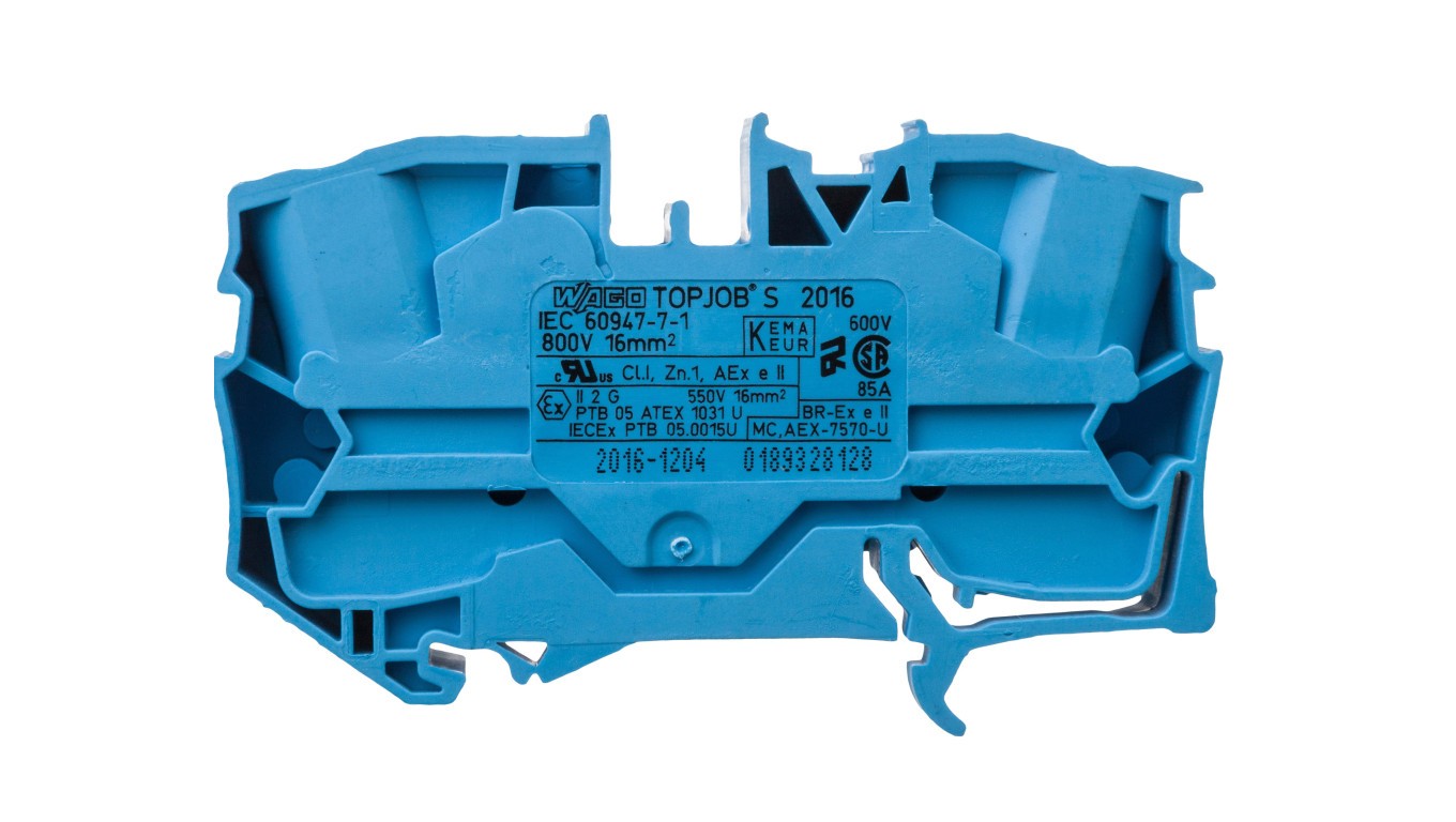Rail Connector 2 Core 16mm² Blue 2016-1204 TOPJOBS