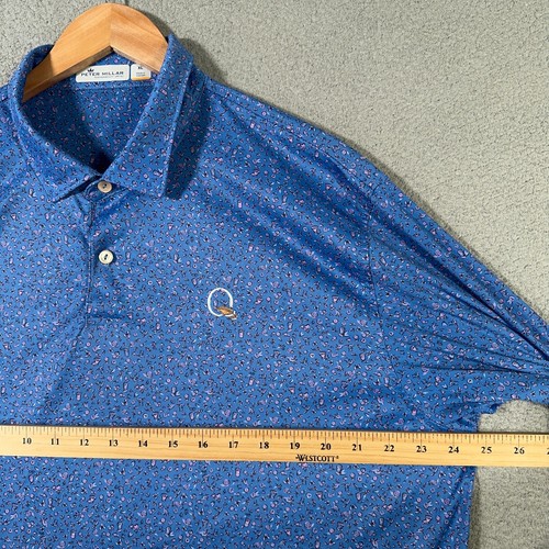 Peter Millar Crown Sport Polo Mens XL Featherweight AOP Citrus Quail Hollow Logo - Picture 9 of 13