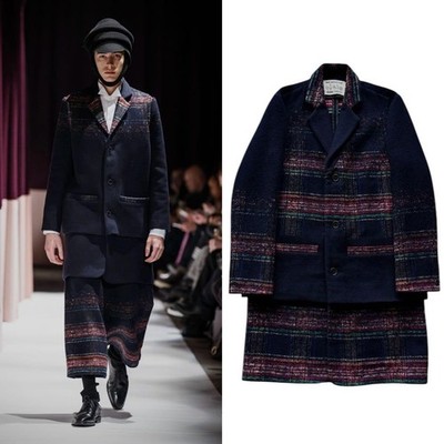 HENRIK VIBSKOV 15AW Gradient Check Coat Size M Navy From Japan