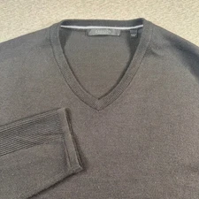 GREYSON Sweater Men's L Black V-Neck Merino Wool Blend Long Sleeve Golf *Logo
