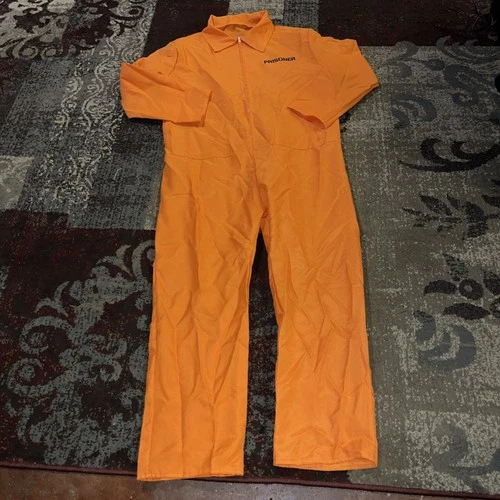 Prisoner Convict Jumpsuit Costume , Mens Large Loose Fit
