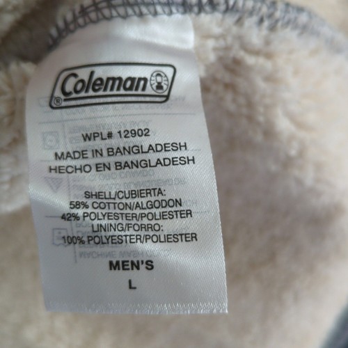 Coleman Shirt Mens L Gray Lined Henley Waffle Sherpa 1/4 Snap New - Picture 6 of 9