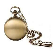 Unisex Wind-up Mechanical Double Sided Roman Numerals Pendant Chain Pocket Watch