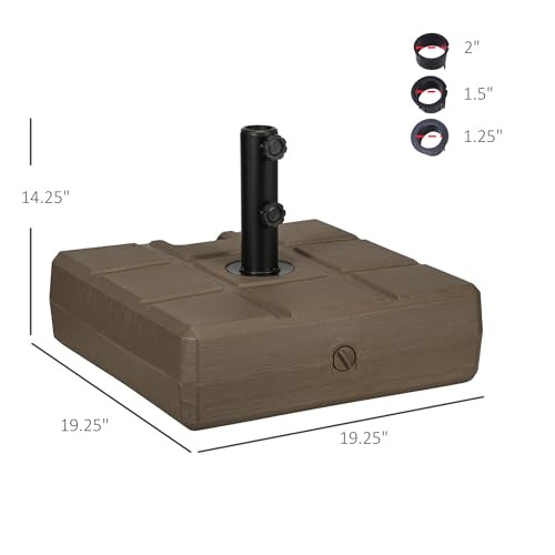 88 lbs. Fillable Umbrella Base with Steel Umbrella Holder for 1.25", Brown - Picture 7 of 7