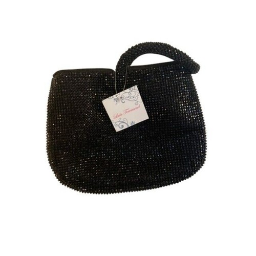 Lulu Townsend schwarz Perlen Netz kleine Handtasche Clutch formell Glitzer NEU 9x7 - Bild 2 von 6