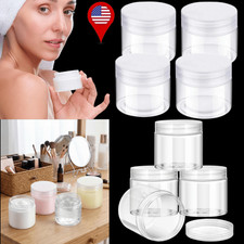 8  Round Leak Proof Plastic Container Jars for Travel Storage Makeup Creams 2 oz