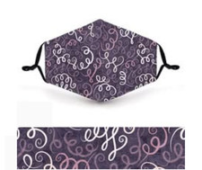 Purple Curls Print Face Mask Lined Includes One PM2.5 Filter