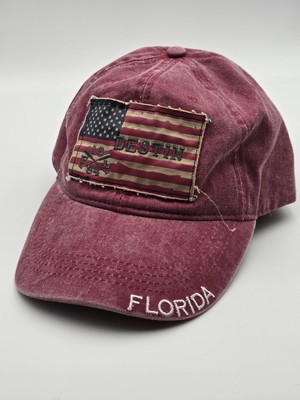 Destin Florida Hat Cap Strapback Red American Flag Alvins Island