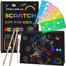 Scratch Paper Art Set - 2 Pack Notebooks for Kids, Crafts Activities, Ages 3-1