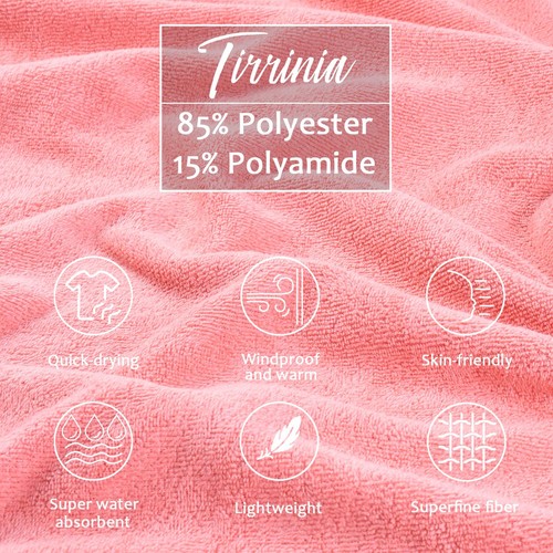 Surf Beach Changing Towel with Hood, Super Absorbent Microfiber Swim Robe Pon... - Picture 3 of 6