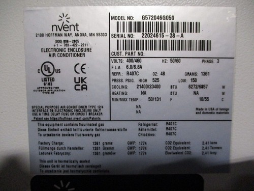 nVent Elektronikgehäuse Klimaanlage G572046G050 400/460V 50/60Hz 3Ph gebraucht - Bild 3 von 8
