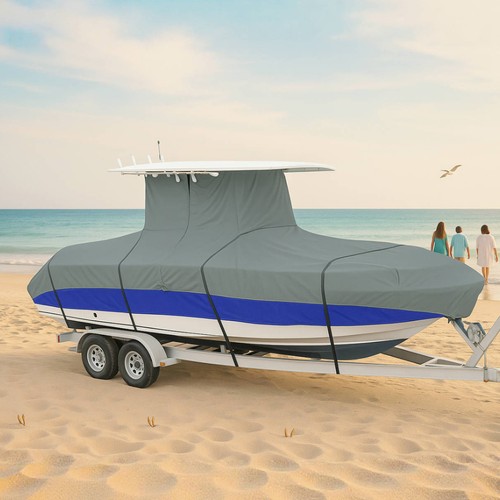 20' 21' 22' 23' 24' T-Top Heavy Duty Boat Cover Fishing Ski Trailerable Runabout - Picture 12 of 12