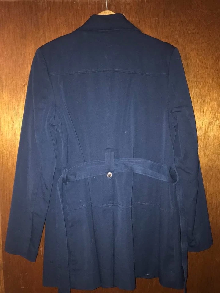 Chaqueta 41 Hawthorn Crue Mujer L Azul Doble Pecho Cinturón Azul Marino Trench  Foto 2 de 4