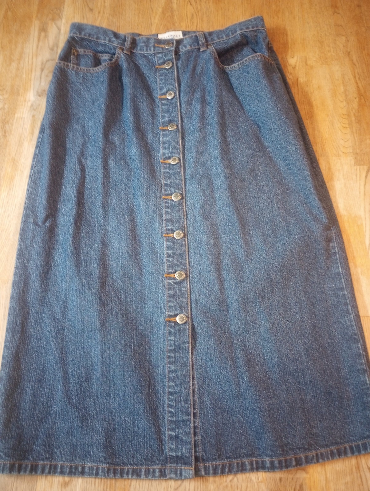 Women's Westport Jean Skirt Sz 14 Midi Button Down A-Line Y2K Western Cottage