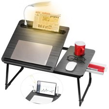 Plus XL Adjustable Laptop Desk with Light, USB Port, iPad Holder, Drawer Stor...