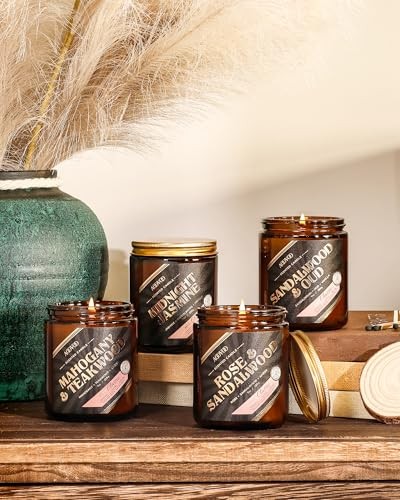 Men Candles Set - 36 oz Sandalwood Oud/Rose Sandalwood/Teakwood/Jasmine - Picture 5 of 7