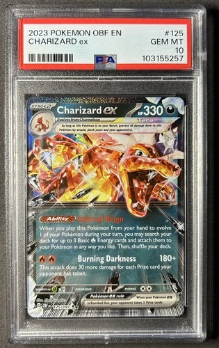 CHARIZARD GEM MINT 2023 POKEMON OBF EN-OBSIDIAN FLAMES HP330 EX PSA 10