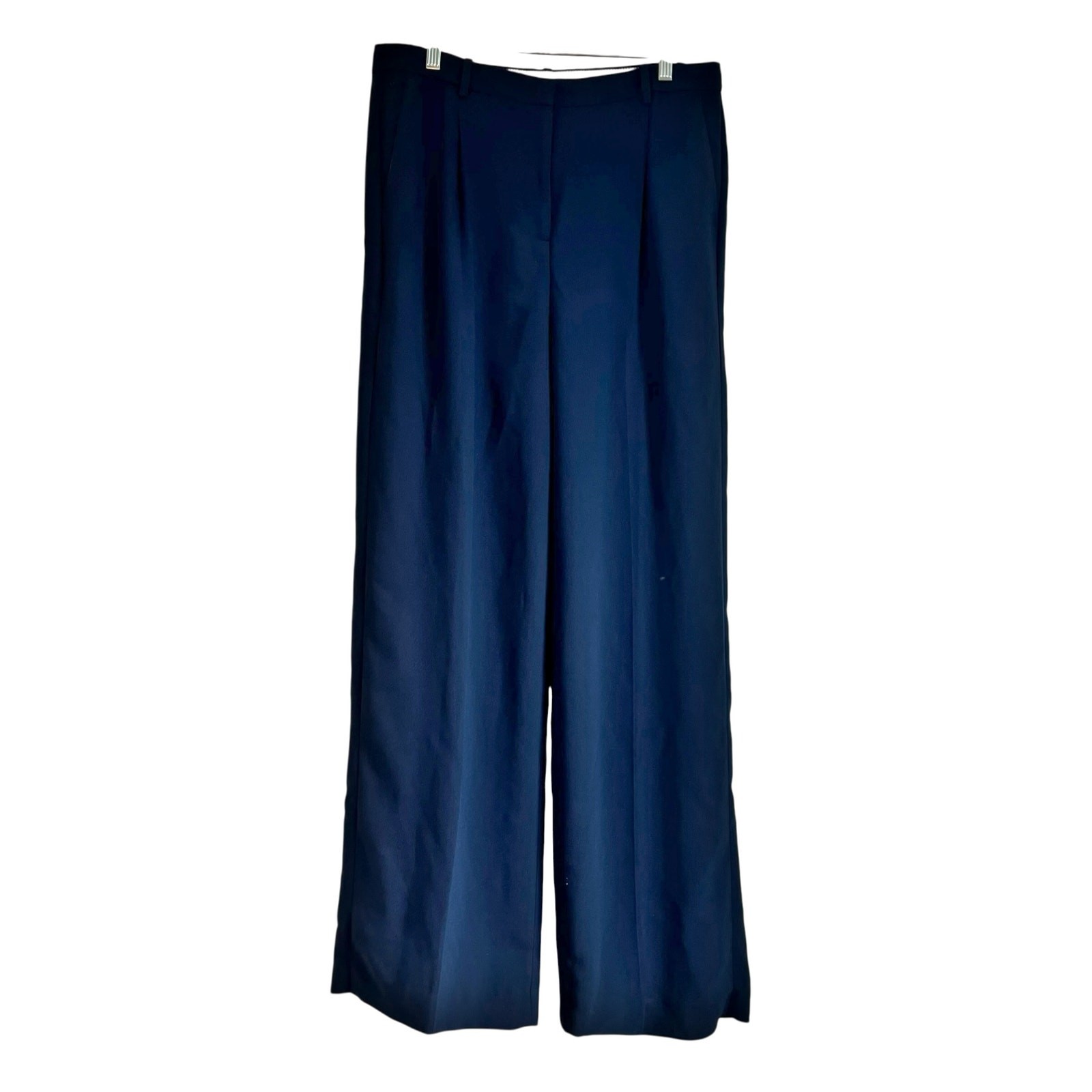J. Crew Relaxed Fit Pleated Eassential Wide Leg Pant City Crepe Blue 12T NWOT image 4